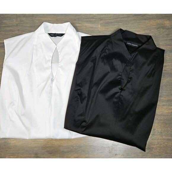 Ming Wang Sleeveless Zip-Up Stretch Cotton Shirt Set Of 2 Cotton Blend Layer XL - Picture 1 of 8